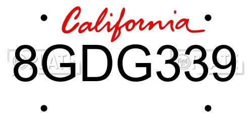 8GDG339 California License Plate
