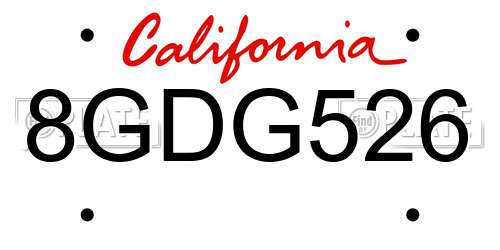 8GDG526 California License Plate