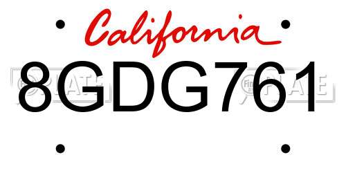 8GDG761 California License Plate