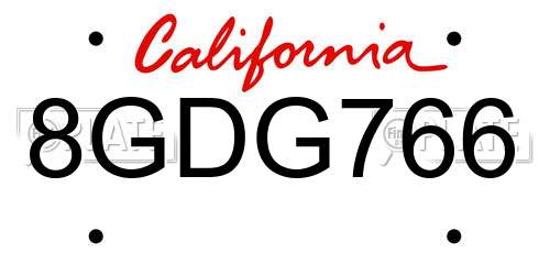 8GDG766 California License Plate