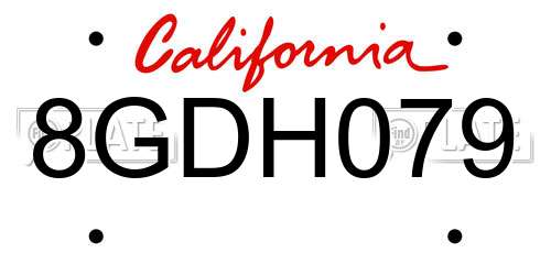 8GDH079 California License Plate