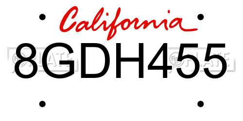 8GDH455 California License Plate