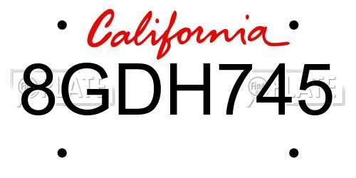 8GDH745 California License Plate