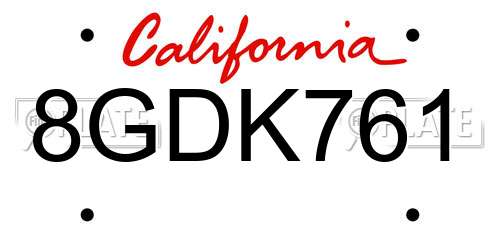 8GDK761 California License Plate