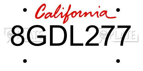 8GDL277 California License Plate