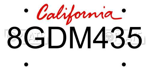 8GDM435 California License Plate