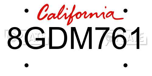 8GDM761 California License Plate