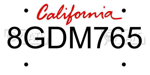 8GDM765 California License Plate