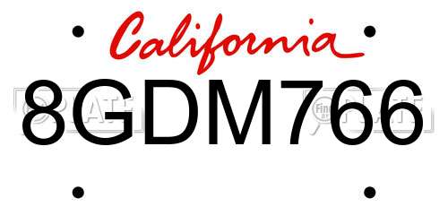 8GDM766 California License Plate