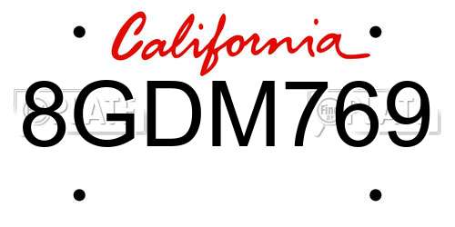 8GDM769 California License Plate