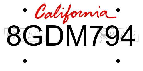 8GDM794 California License Plate