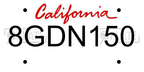 8GDN150 California License Plate