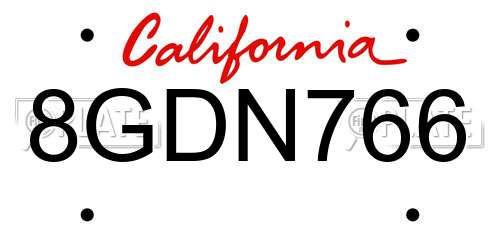 8GDN766 California License Plate