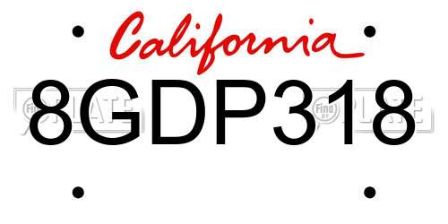 8GDP318 California License Plate