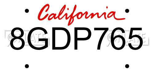 8GDP765 California License Plate