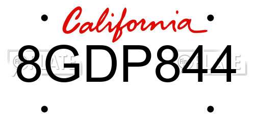 8GDP844 California License Plate
