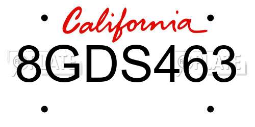 8GDS463 California License Plate