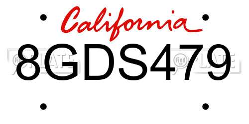 8GDS479 California License Plate