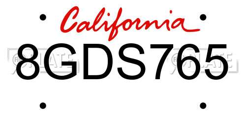 8GDS765 California License Plate