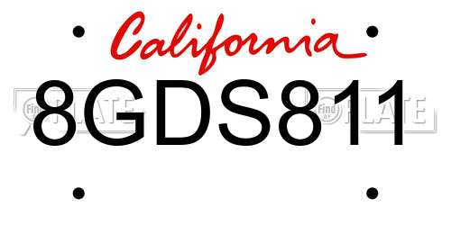 8GDS811 California License Plate