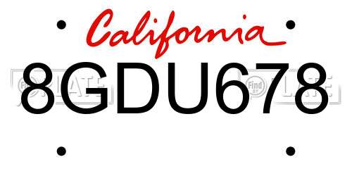 8GDU678 California License Plate