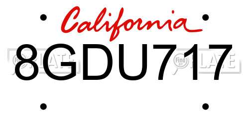 8GDU717 California License Plate