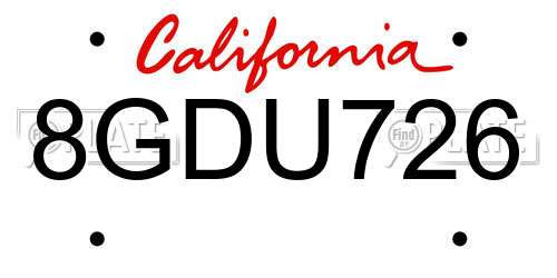 8GDU726 California License Plate
