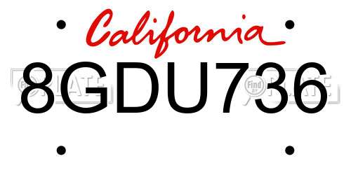 8GDU736 California License Plate