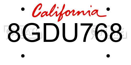 8GDU768 California License Plate