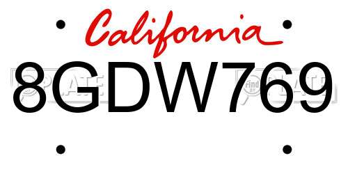 8GDW769 California License Plate