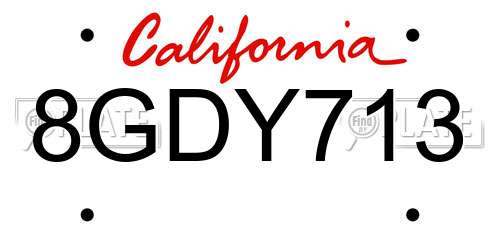 8GDY713 California License Plate