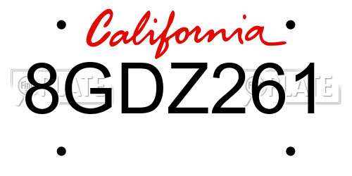 8GDZ261 California License Plate