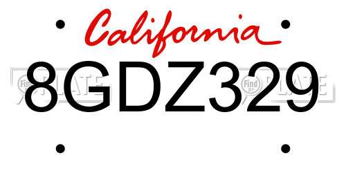 8GDZ329 California License Plate