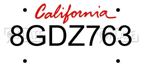 8GDZ763 California License Plate