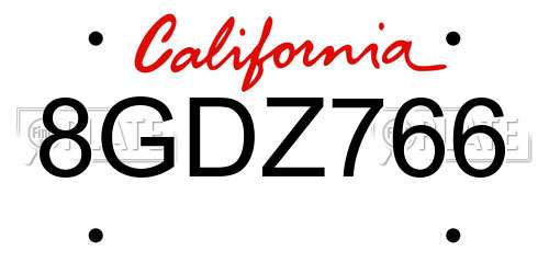 8GDZ766 California License Plate
