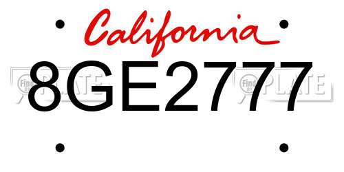 8GE2777 California License Plate