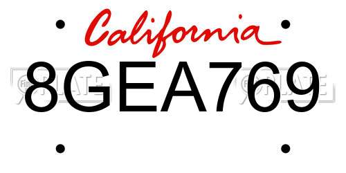 8GEA769 California License Plate