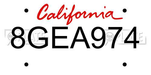 8GEA974 California License Plate