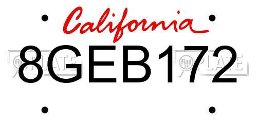 8GEB172 California License Plate