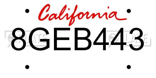 8GEB443 California License Plate