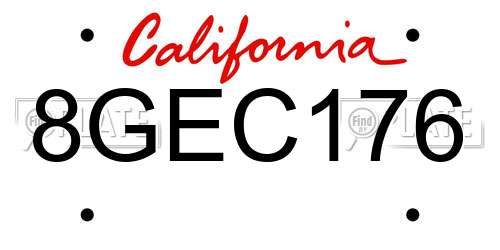 8GEC176 California License Plate