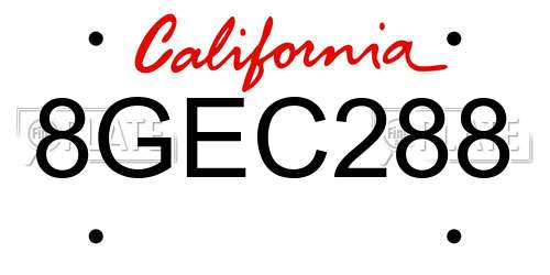 8GEC288 California License Plate