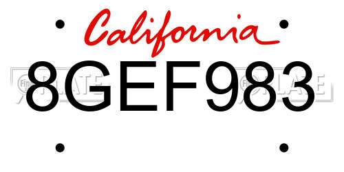 8GEF983 California License Plate