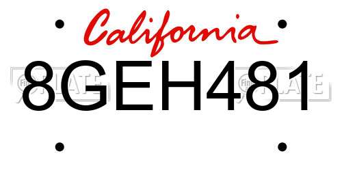 8GEH481 California License Plate