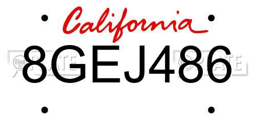 8GEJ486 California License Plate
