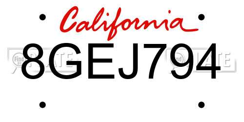 8GEJ794 California License Plate