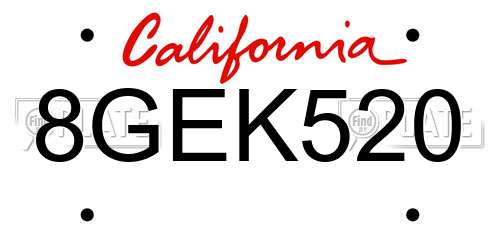 8GEK520 California License Plate