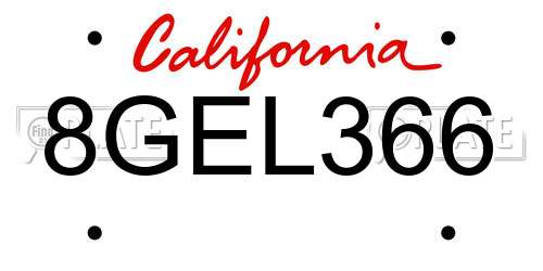 8GEL366 California License Plate