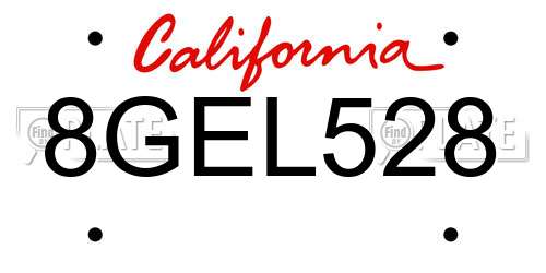 8GEL528 California License Plate