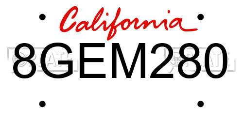 8GEM280 California License Plate
